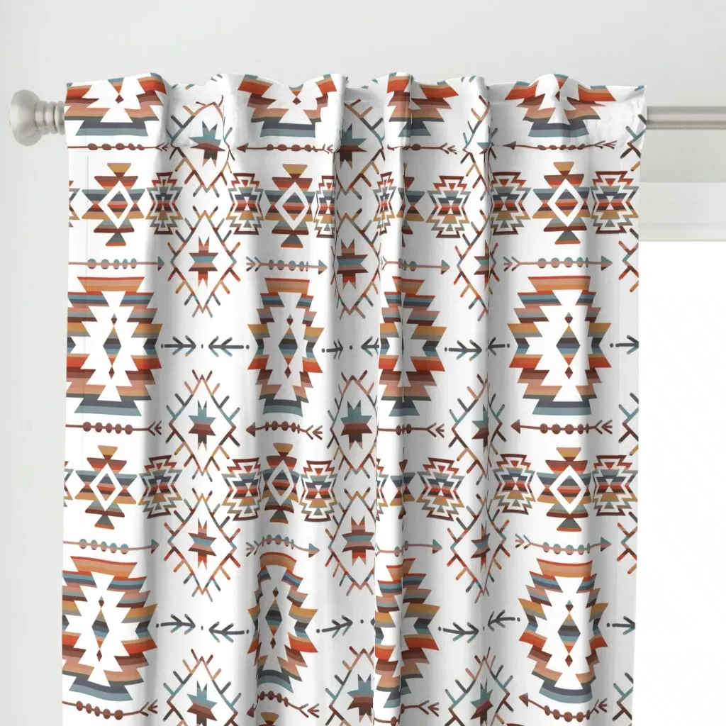 Aztec Southwestern Curtain Panel - Terracotta alternate view
