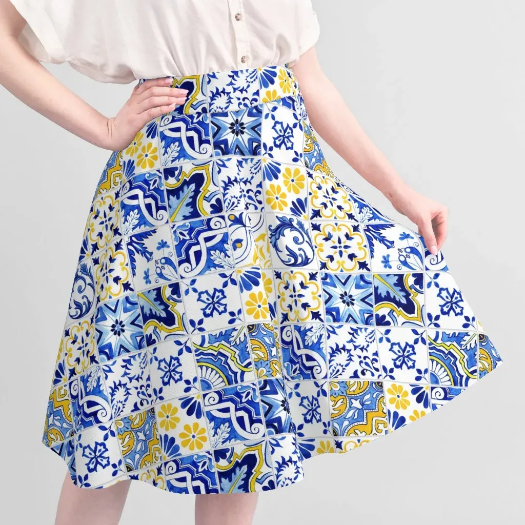 Azulejos Pique Fabric Yardage - Blue alternate view