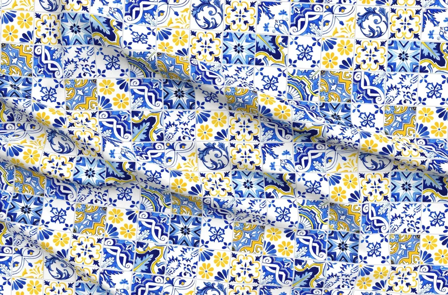 Azulejos Pique Fabric Yardage - Blue product