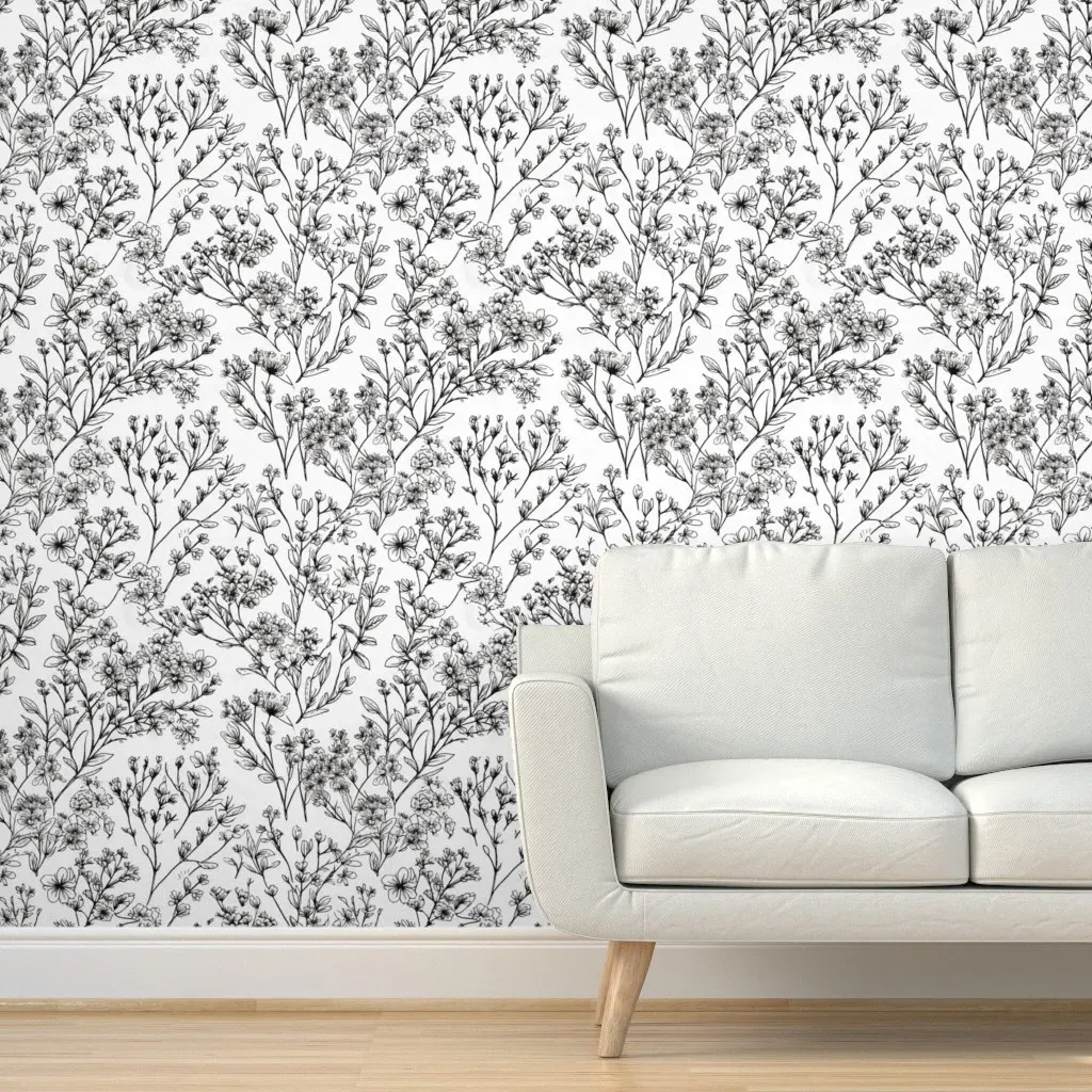 Babies Breath Peel and Stick Wallpaper - Black product