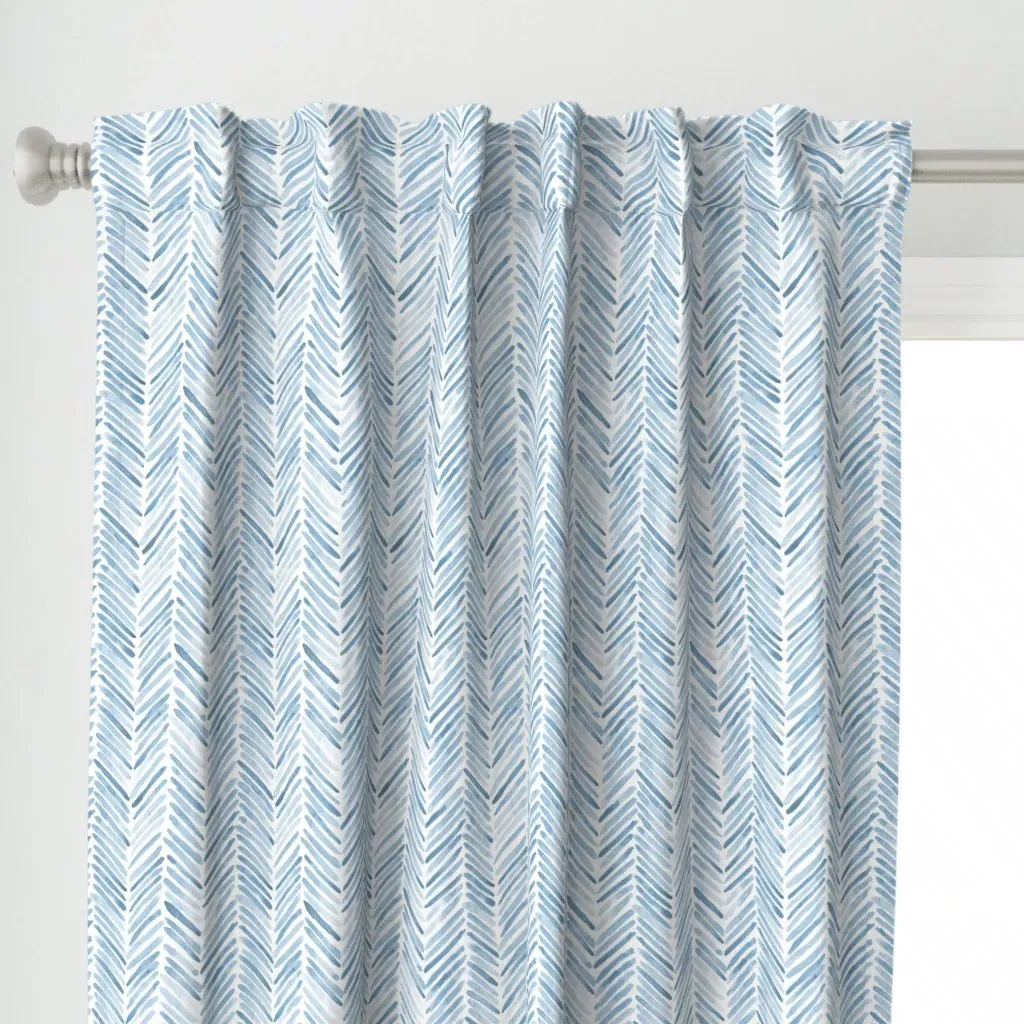 Baby Blue Herringbone Curtain Panel - Light Blue alternate view