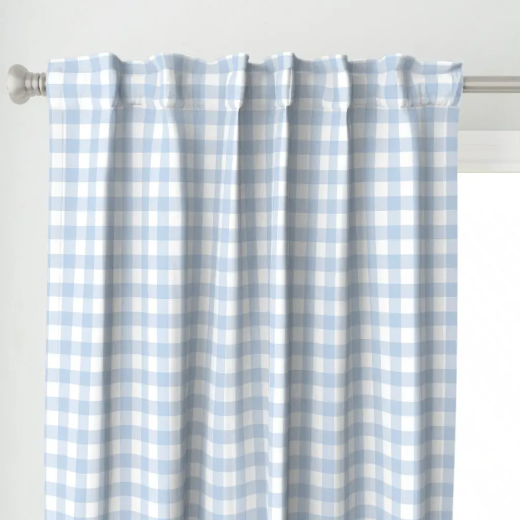 Baby Boy Blue Gingham Curtain Panel - Light Blue alternate view