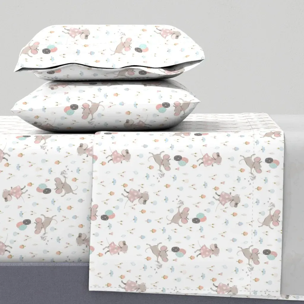 Baby Mouse & Flowers Nursery Full Sheet Set - Pink product