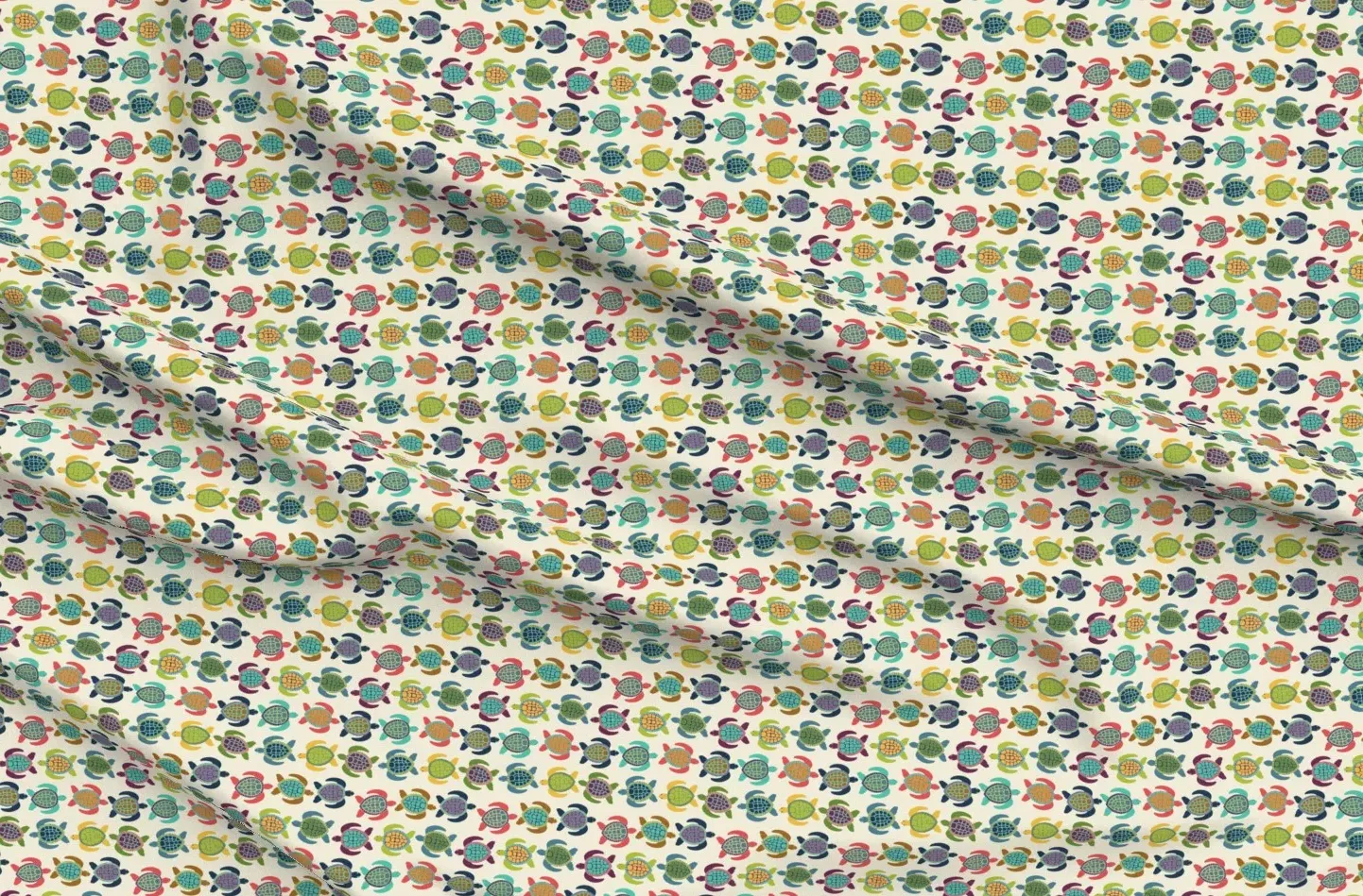 Baby Sea Turtle Migration Small Pique Fabric - Off-White product