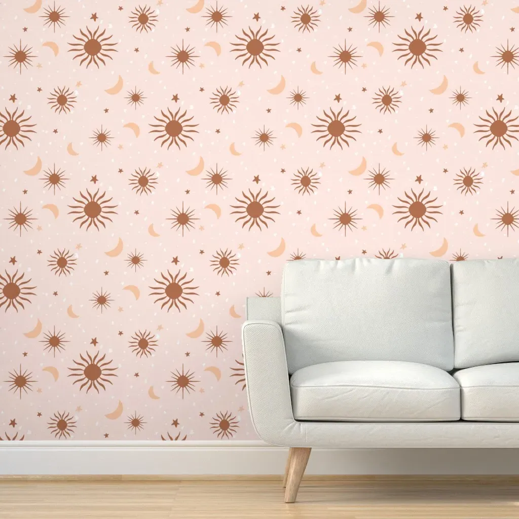 Baby Sundance Moons Suns Stars Peel and Stick Wallpaper - Brown product