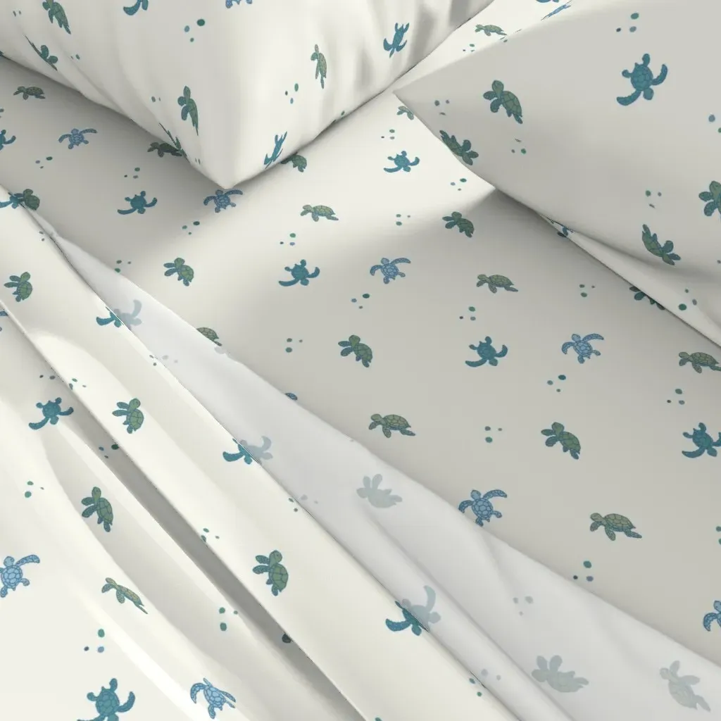 Baby Turtles Medium Scale Full Sheet Set - Teal alternate view