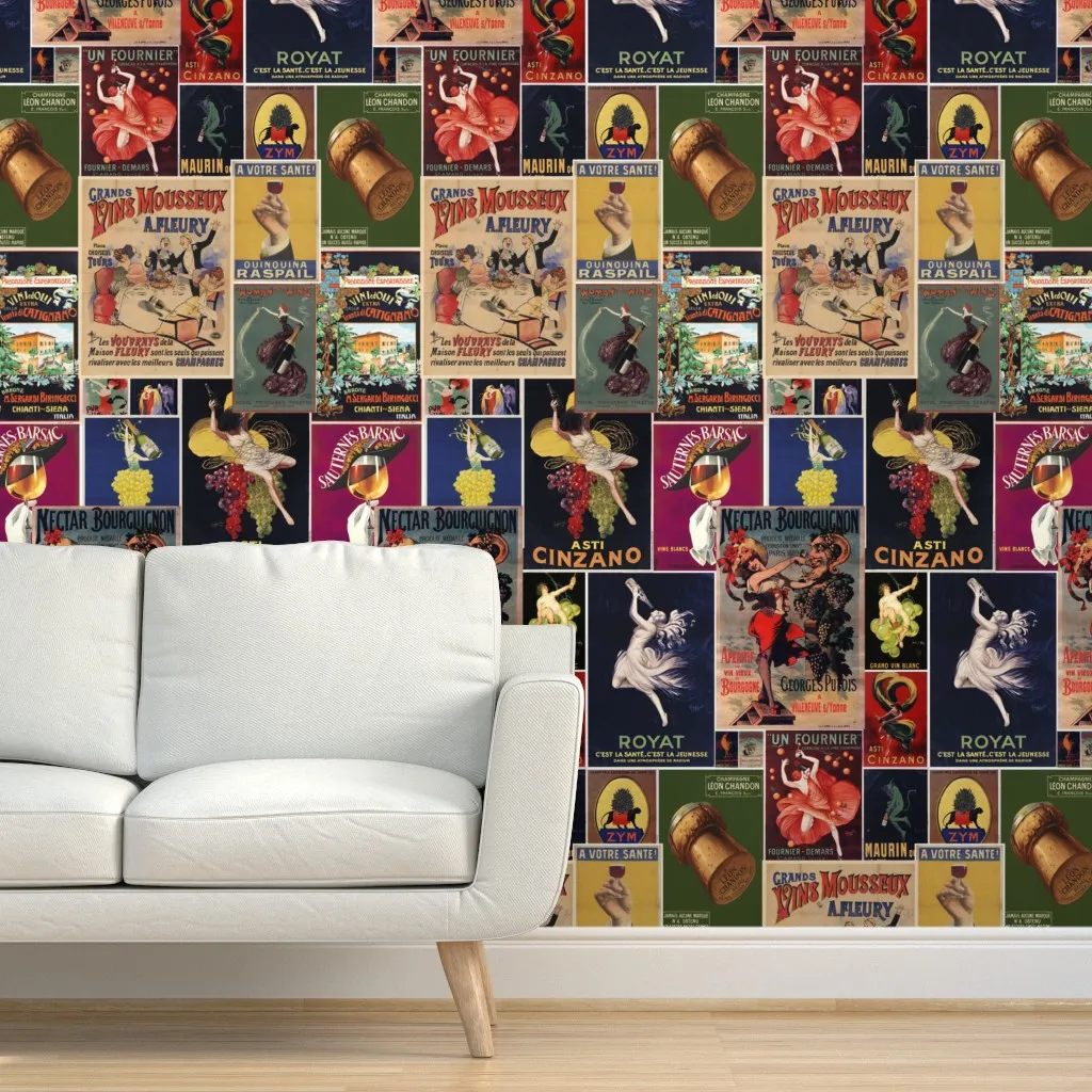 Bacchus & Bubbles Vintage Blend Peel and Stick Wallpaper - Burgundy product