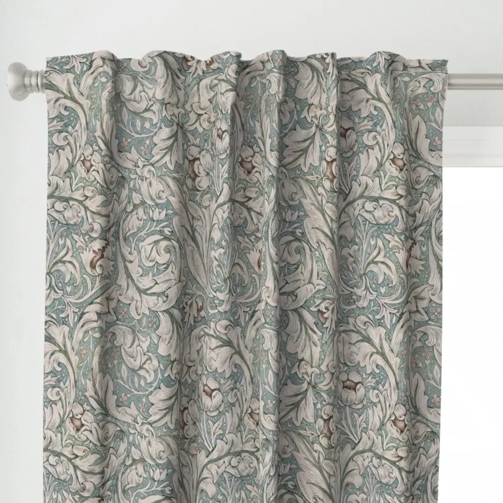 Bachelors Button Curtain Panel - Dusty Teal alternate view