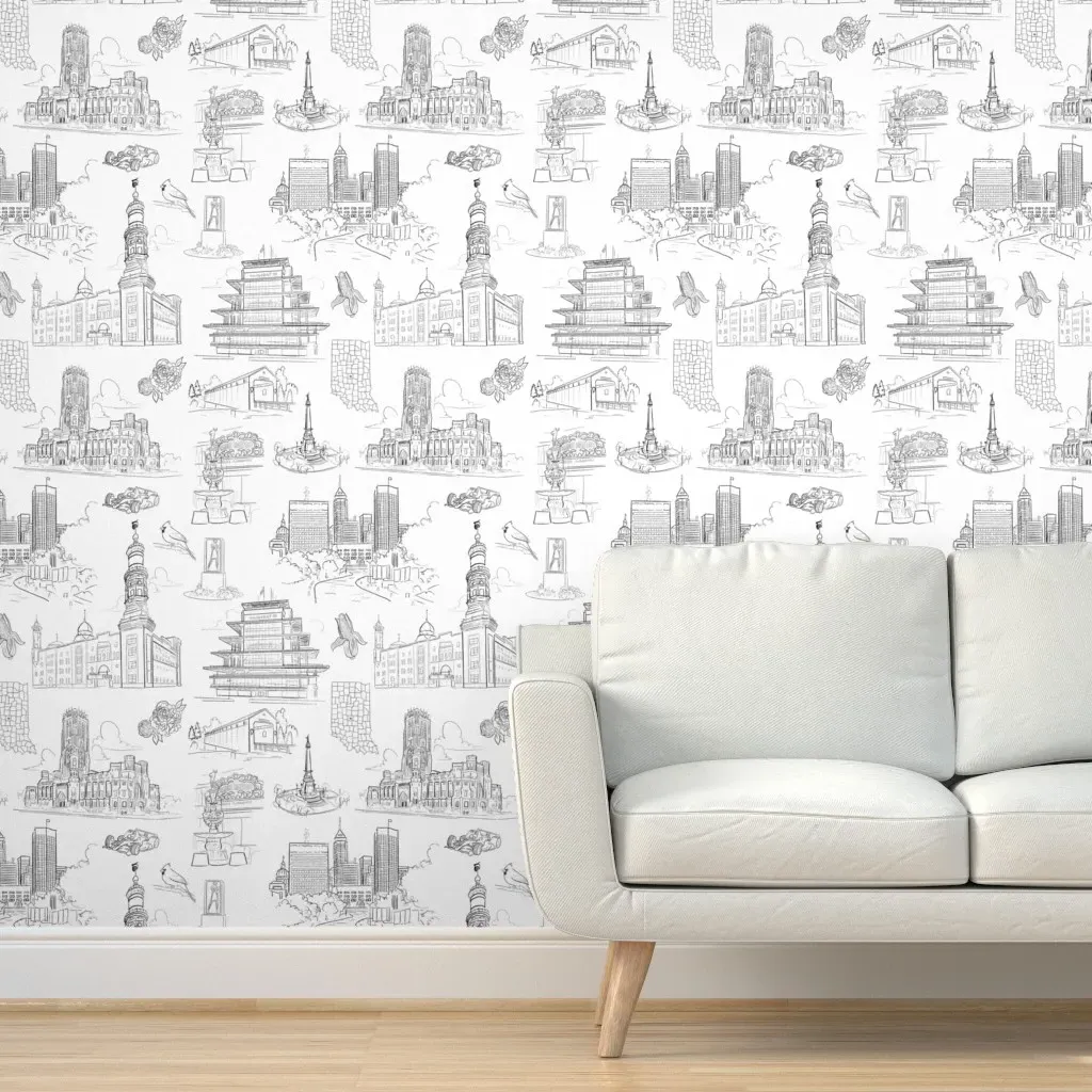 Back Home Again In Indiana Peel and Stick Wallpaper - Black product