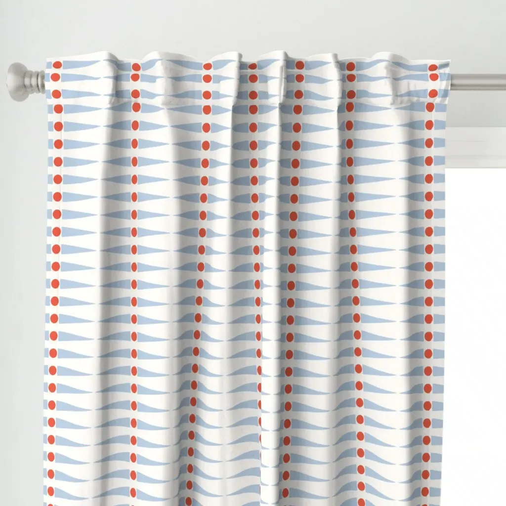 Backgammon Mid Century Curtain Panel - Light Blue alternate view