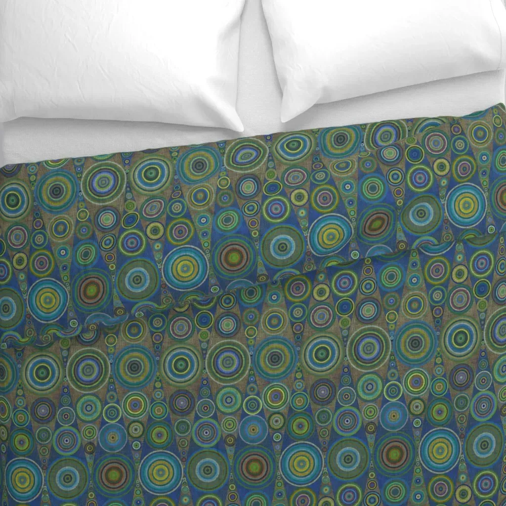 Backgammon Peacock Half Duvet Cover - Teal alternate view