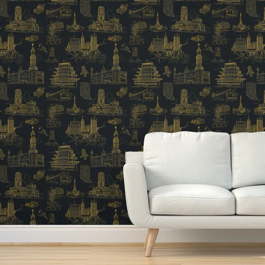 Backhomeagain Peel and Stick Wallpaper - Black Gold product