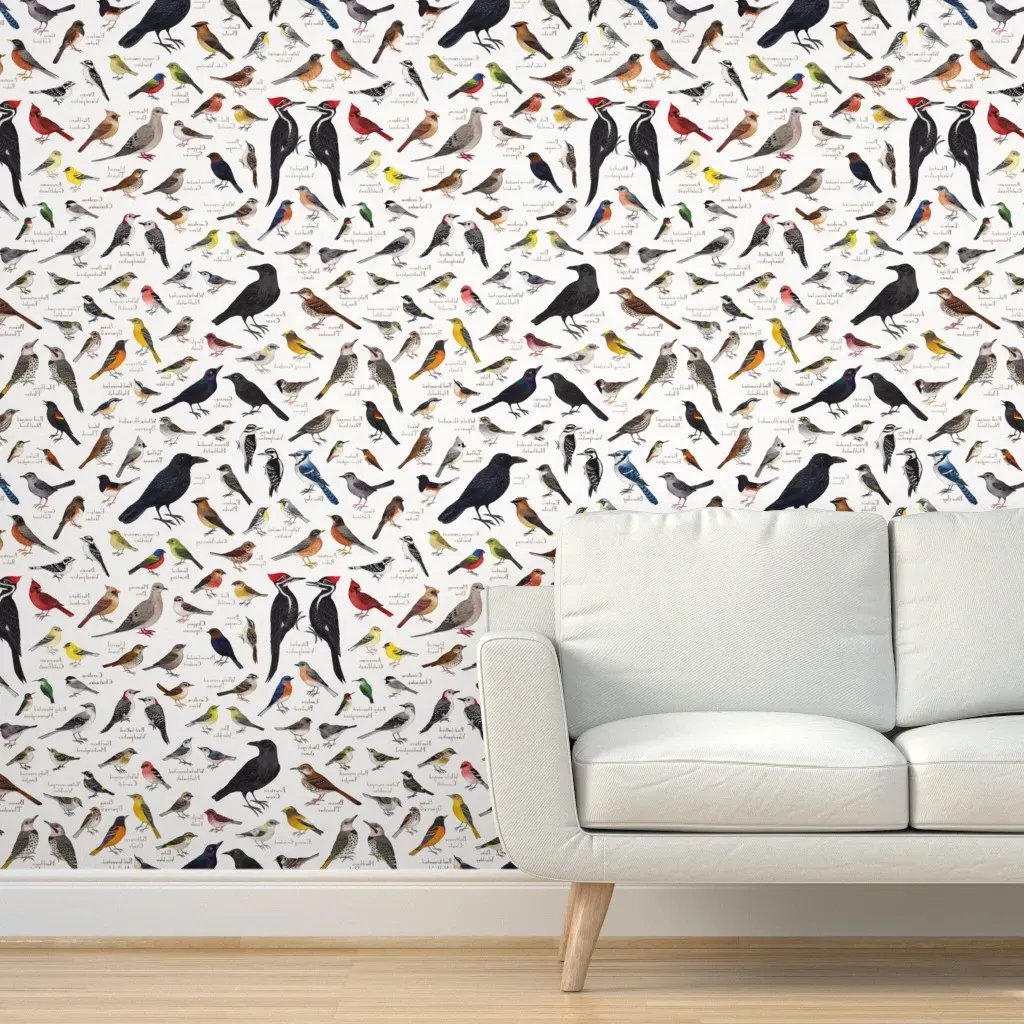 Backyard Birds Of The Eastern US Peel and Stick Wallpaper - White product