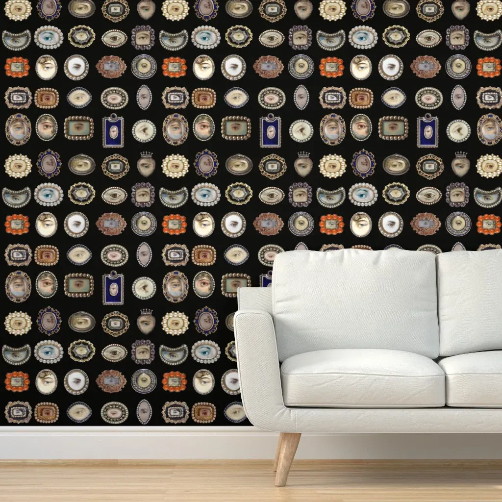 Badablingdesignsltd Victorian Lover's Eyes Peel and Stick Wallpaper - Gold product