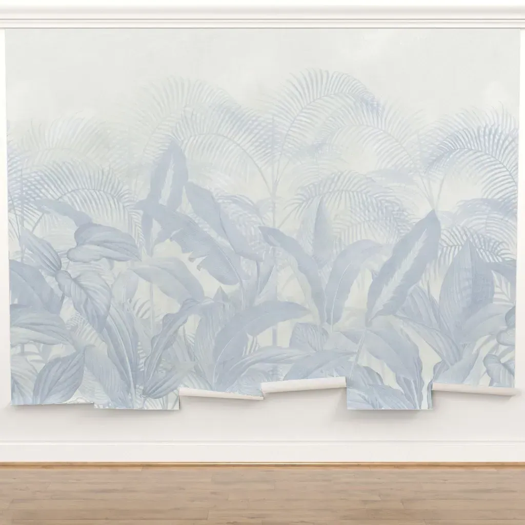 Bahia Vintage Jungle Leaves Peel and Stick Wall Mural - Soft Blue product
