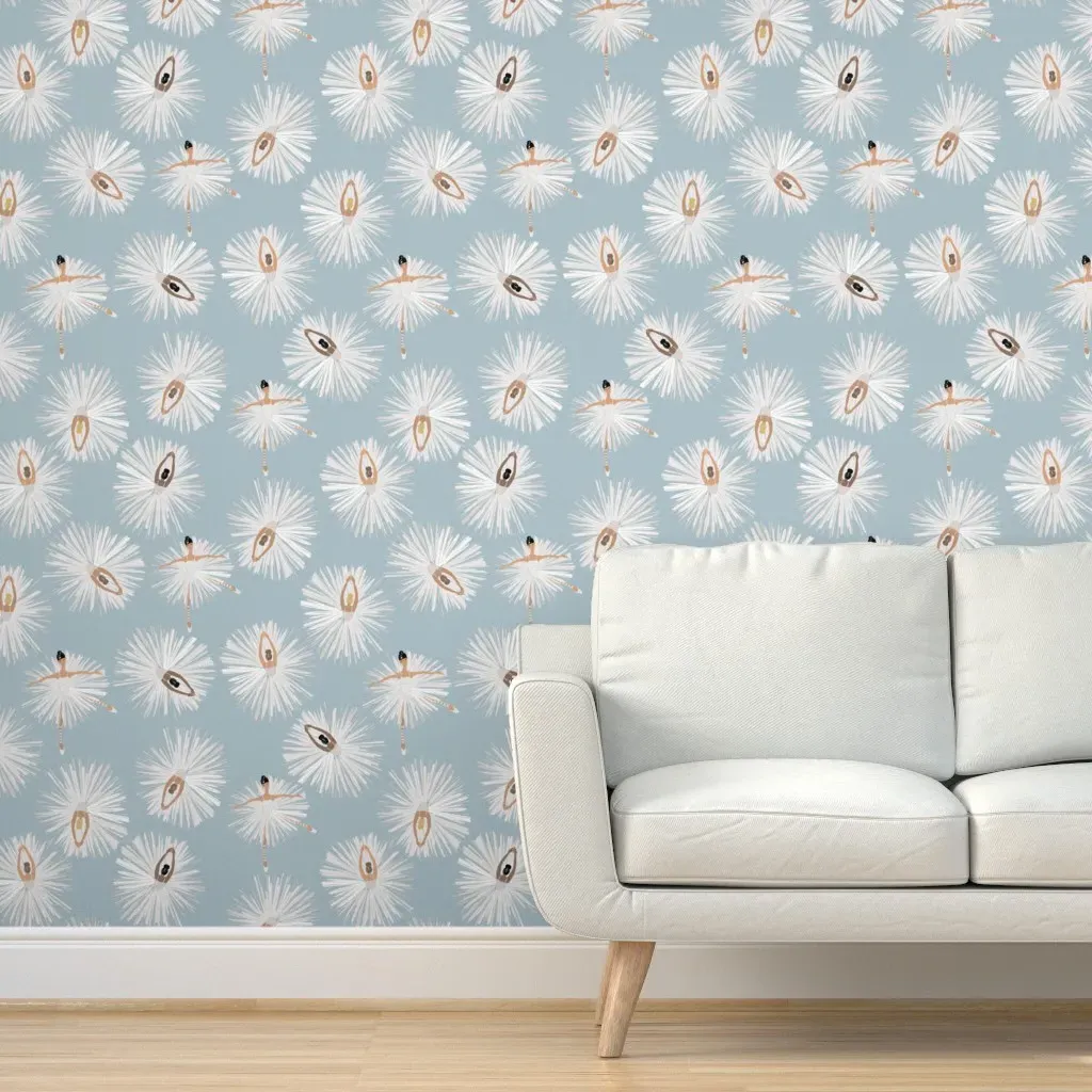 Ballerina Ballet Dance Peel and Stick Wallpaper - Dusty Blue product