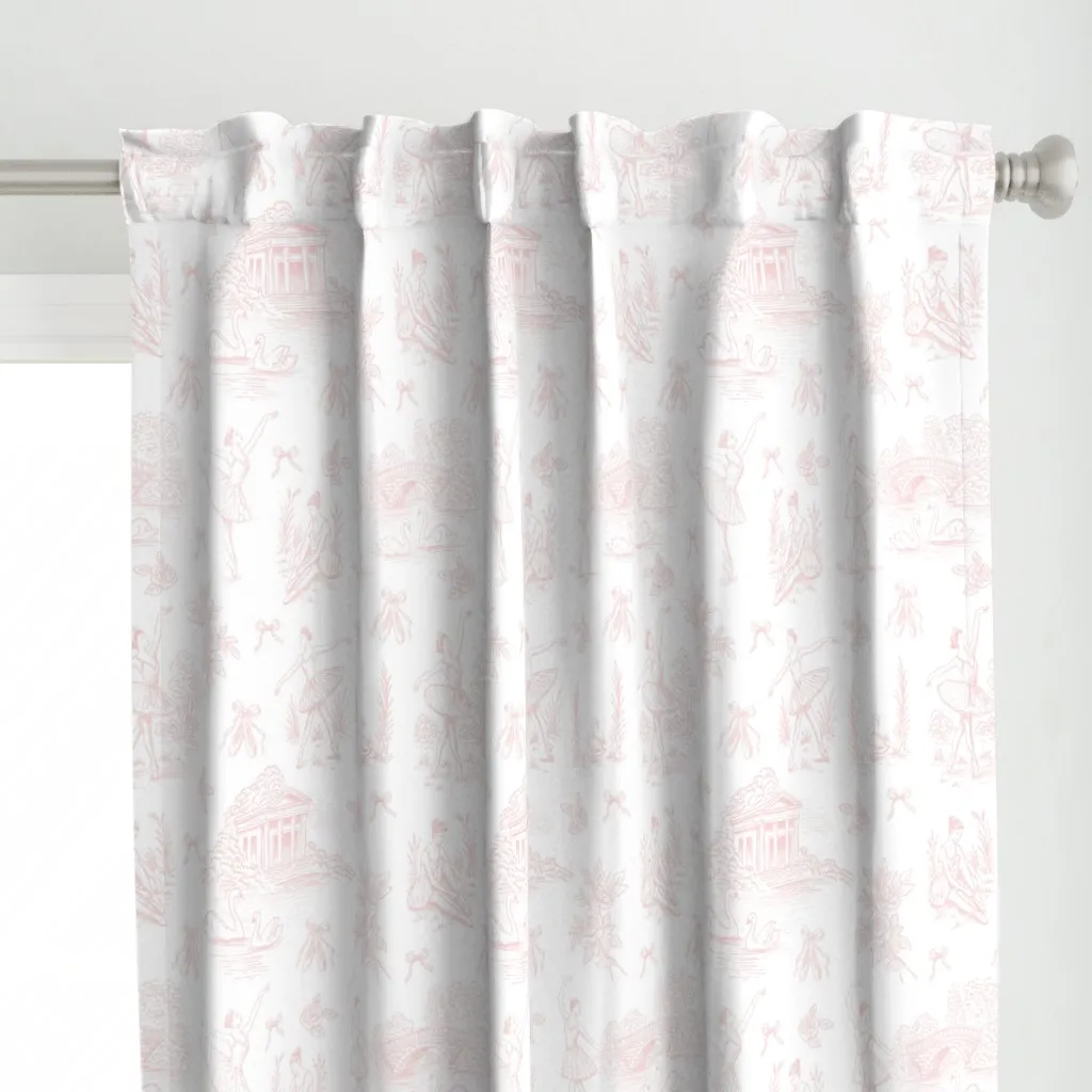 Ballet Toile De Jouy Hand Curtain Panel - Pink alternate view