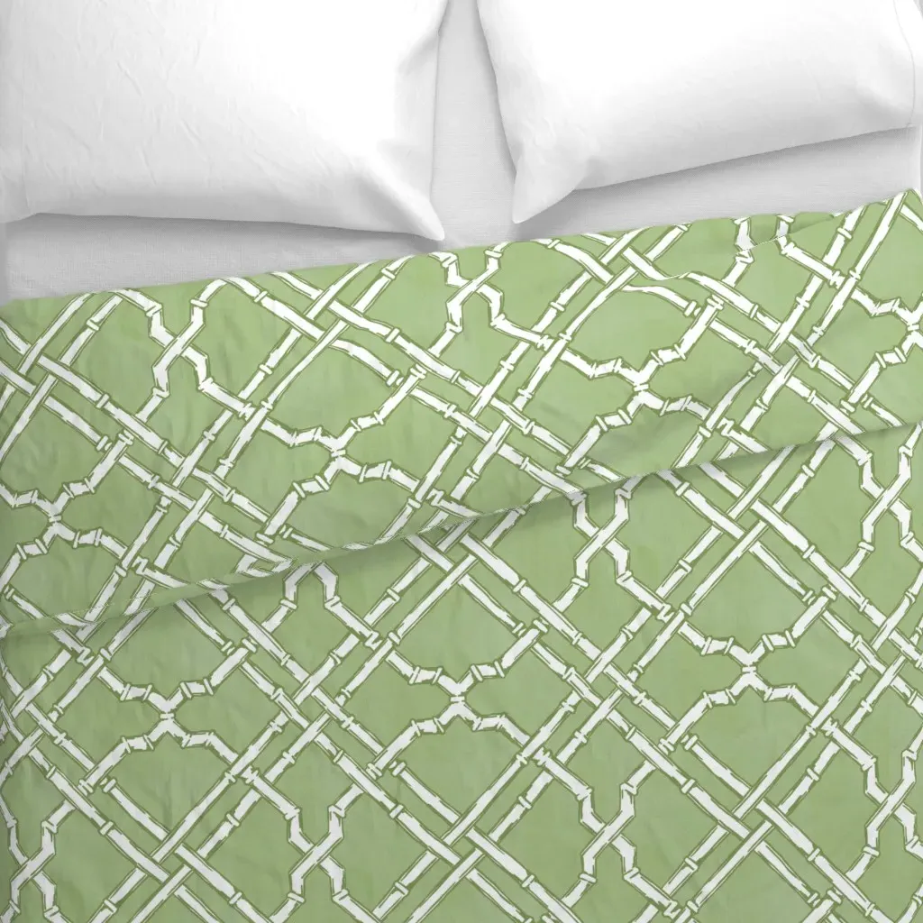 Bamboo Lattice Duvet Cover - White alternate view