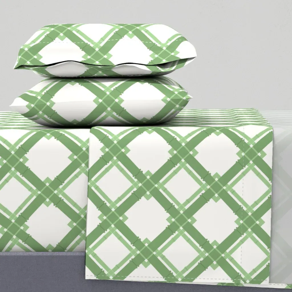Bamboo Lattice Queen Sheet Set - Sage Green product