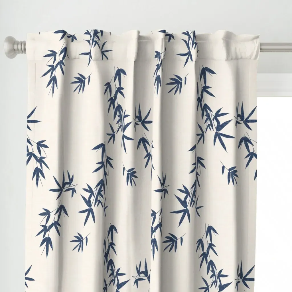 Bamboo Leaves Curtain Panel - Dark Blue alternate view