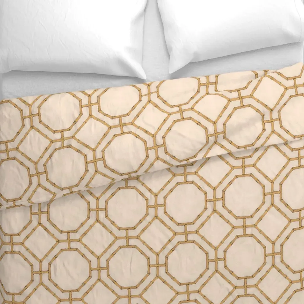 Bamboo & Linen Lattice Duvet Cover - Beige alternate view