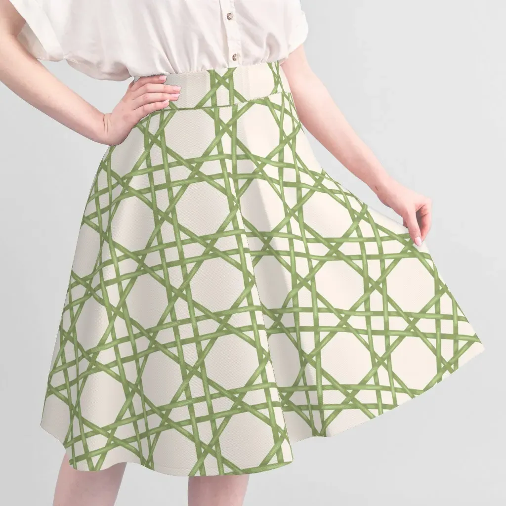 Bamboo Rattan Weave Trellis Lattice Fabric - Pale Green alternate view