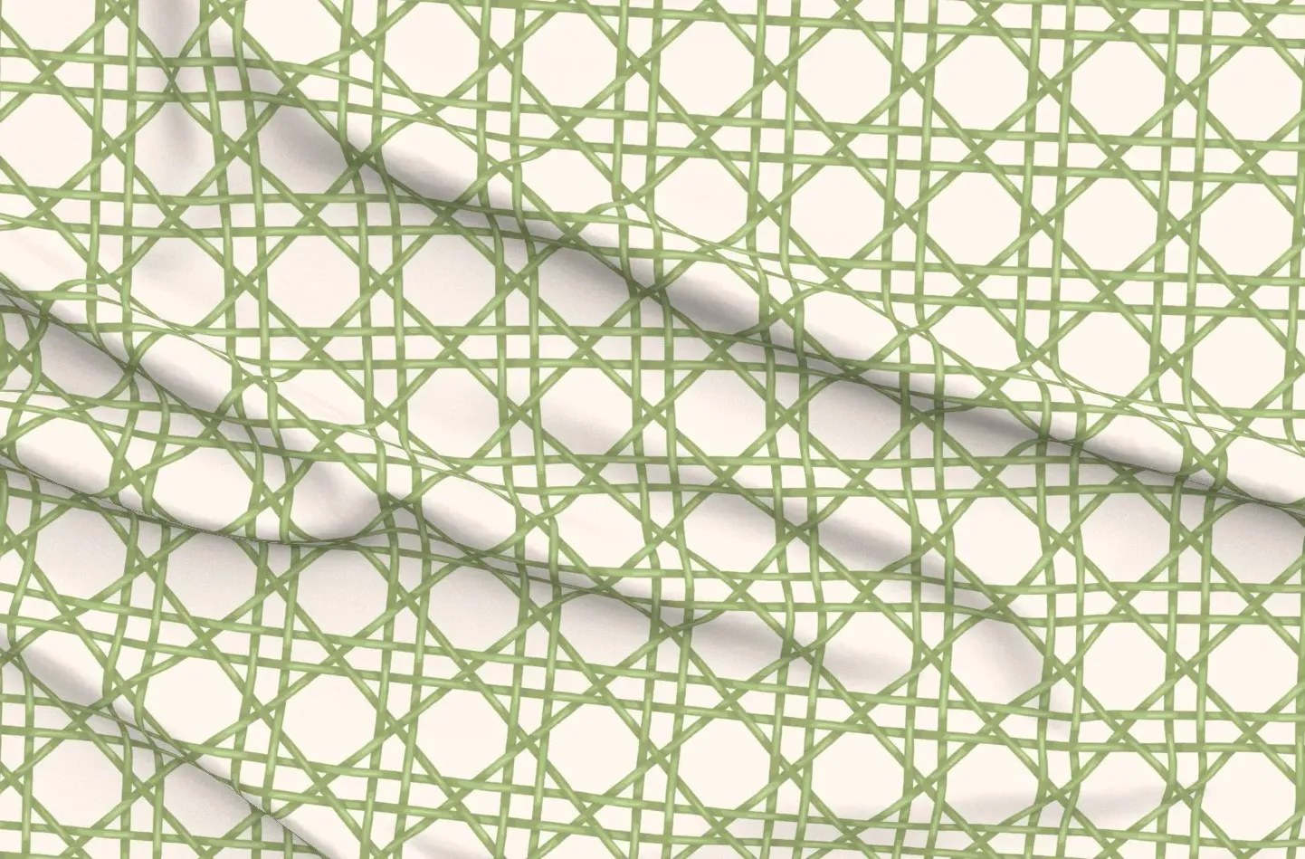 Bamboo Rattan Weave Trellis Lattice Fabric - Pale Green product