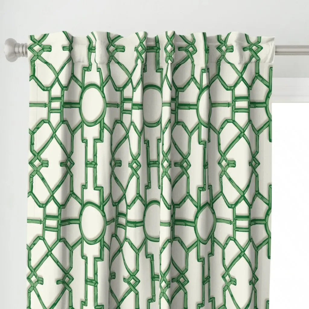 Bamboo Trellis Curtain Panel - Green alternate view