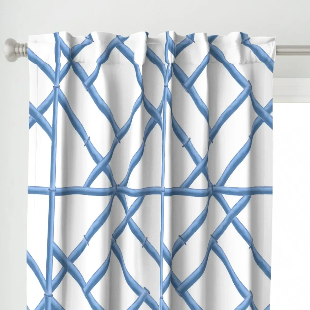 Bamboo Trellis Wallpaper Curtain Panel - Light Blue alternate view