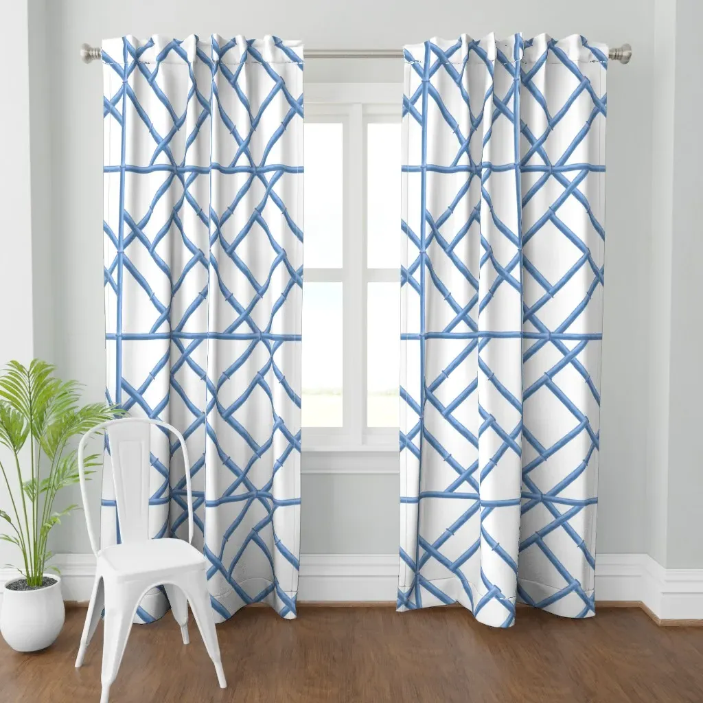 Bamboo Trellis Wallpaper Curtain Panel - Light Blue product
