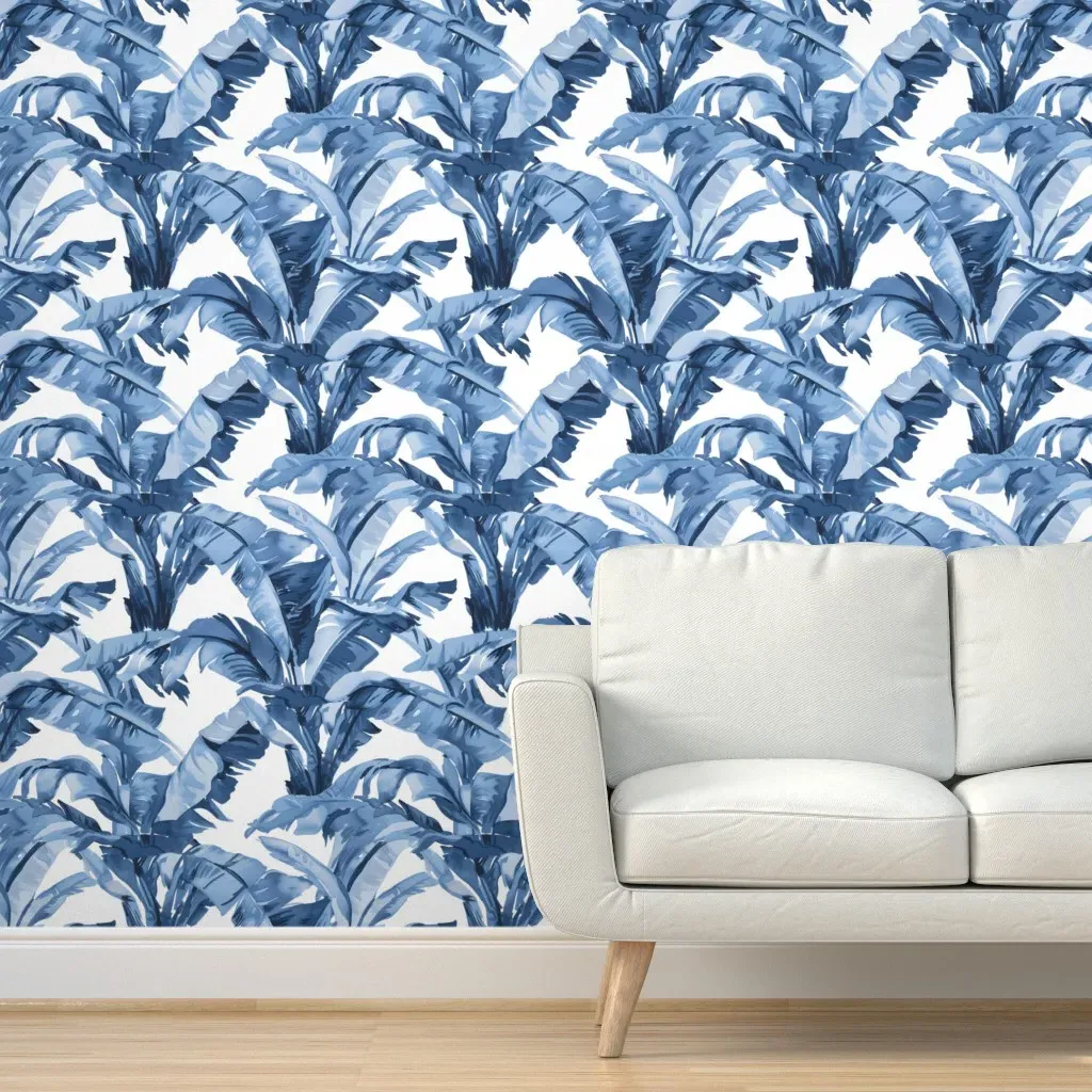 Banana Leaves Peel and Stick Wallpaper - Indigo product