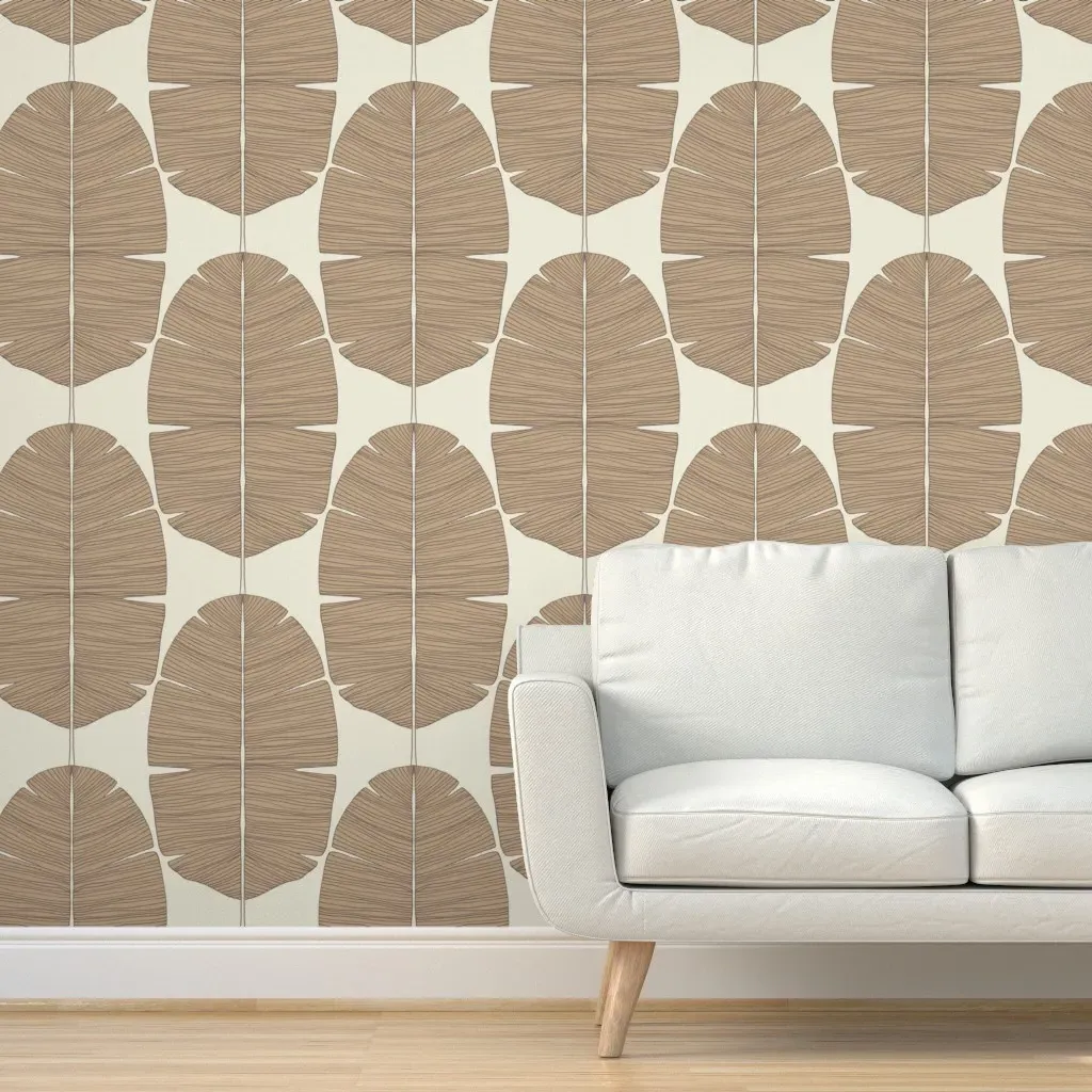 Banana Palm Leaf Peel and Stick Wallpaper - Light Tan Beige product
