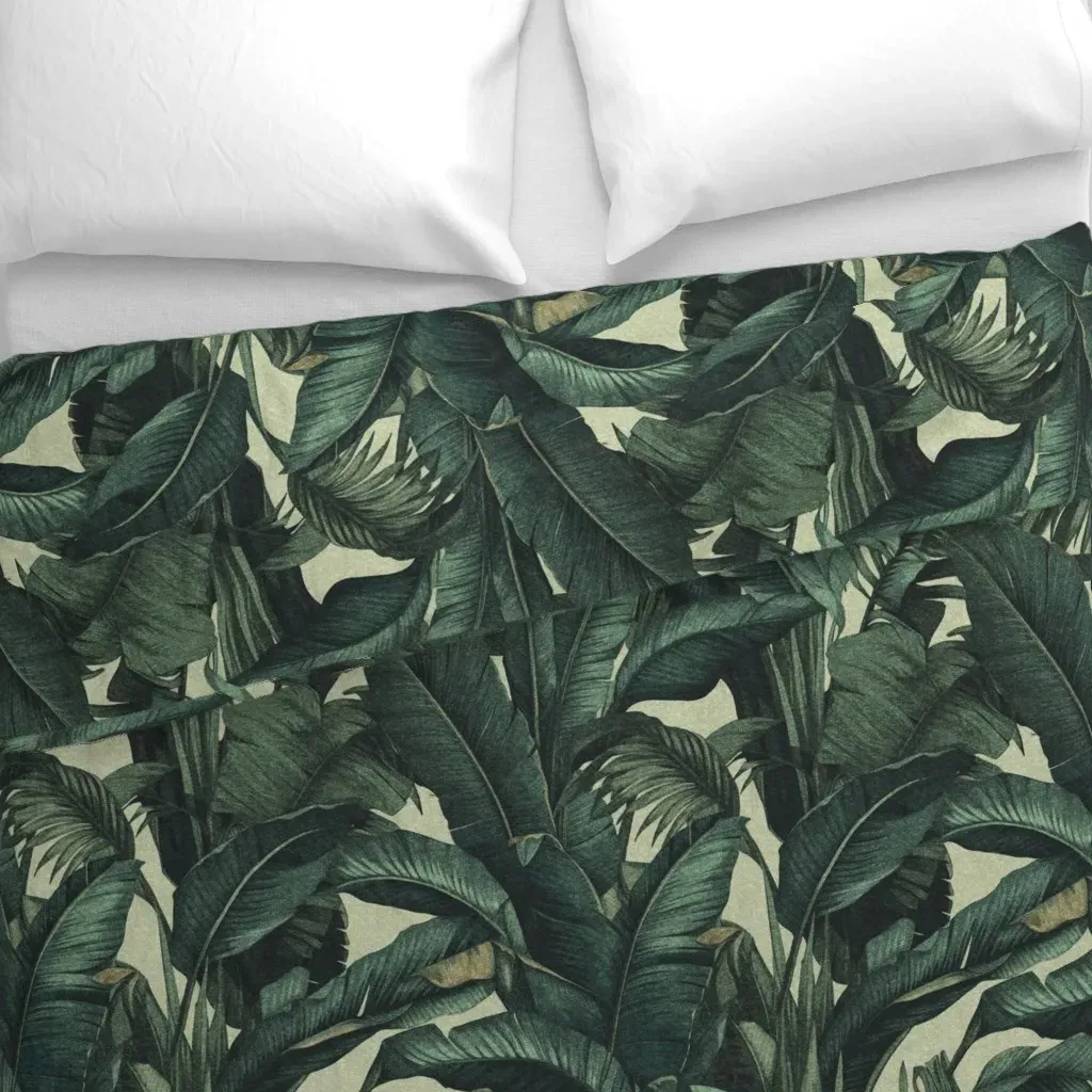 Banana Palm Weave Duvet Cover - Dark Green alternate view