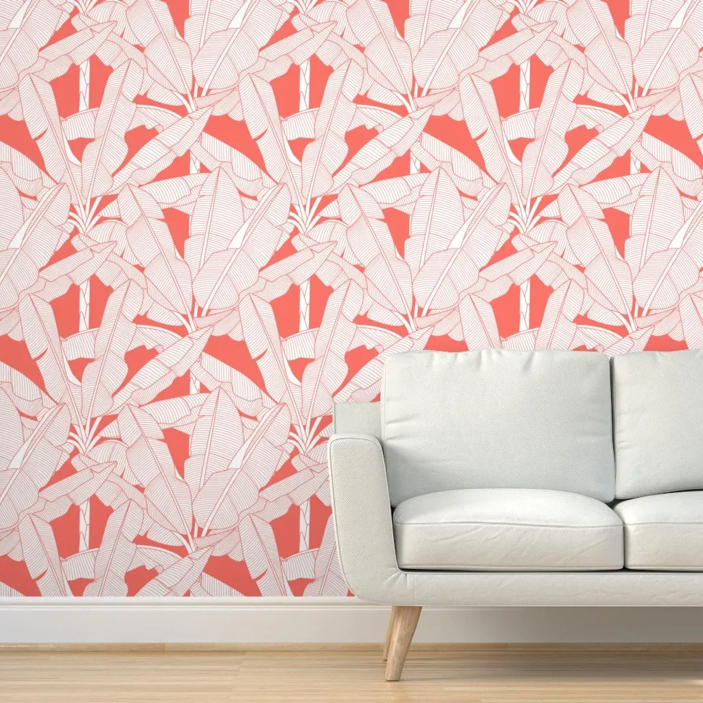 Banana Palms Jumbo Peel and Stick Wallpaper - Coral product