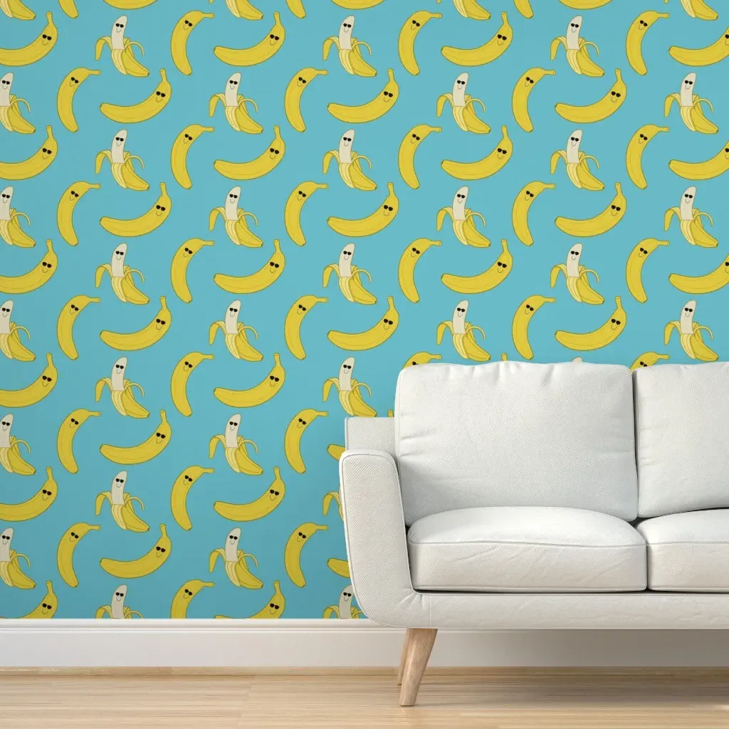Bananas In Sunglasses Peel and Stick Wallpaper - Yellow product
