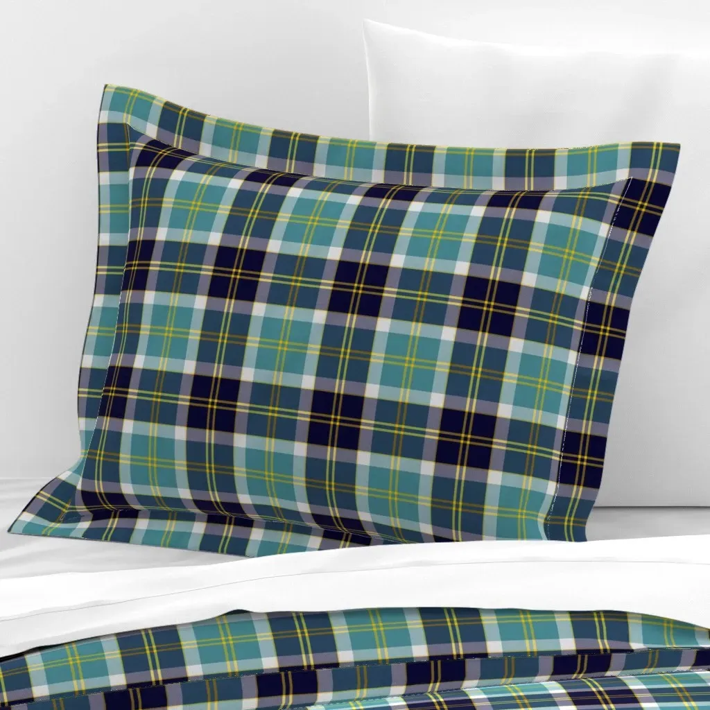 Bannockbane Trade Tartan Standard Flanged Cushion Cover - Navy Blue, Cotton Sateen product