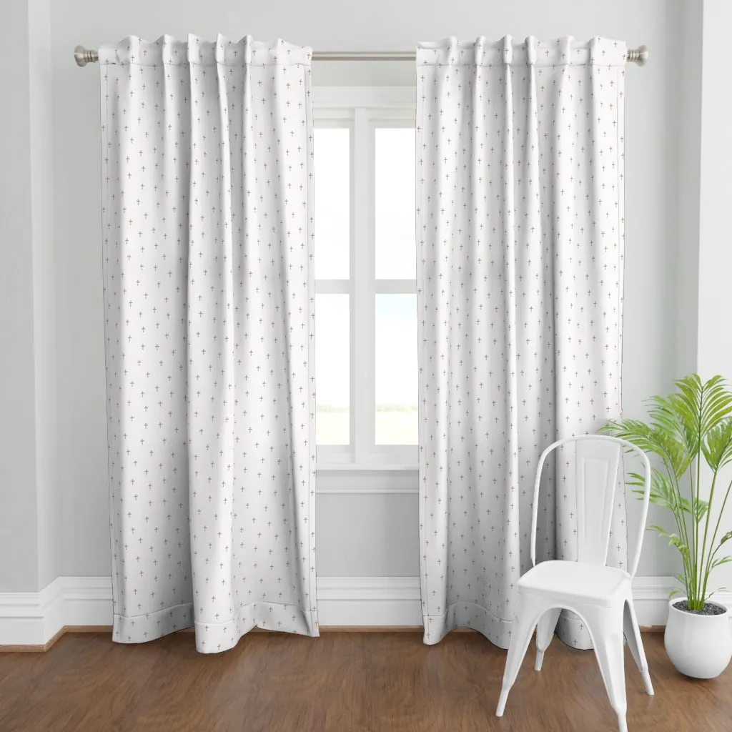 Baptism Gold Cross Curtain Panel - Brown product