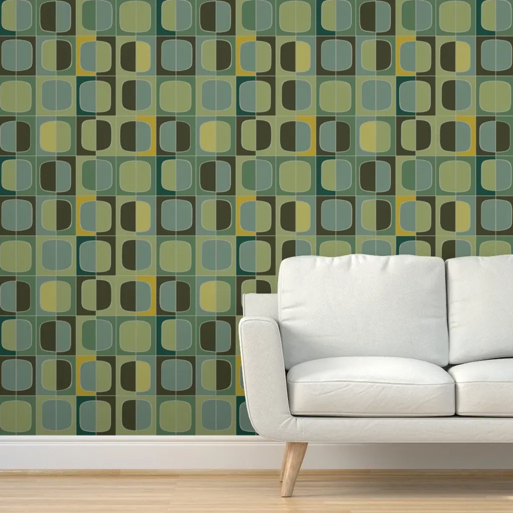 Barcelona Grid Tapestry Peel and Stick Wallpaper - Olive Green product