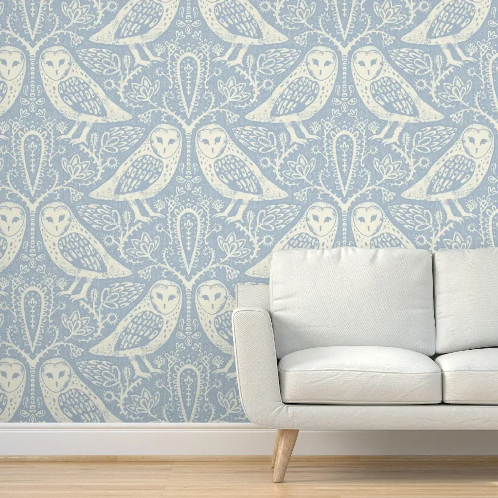 Barn Owl Peel and Stick Wallpaper - Light Blue product