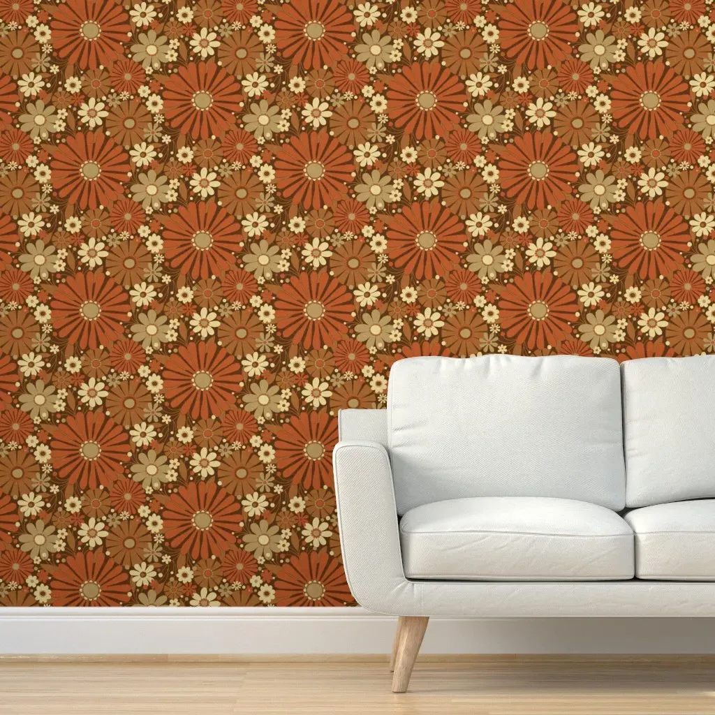 Barnaby Boho Garden Peel and Stick Wallpaper - Rusty Brown product