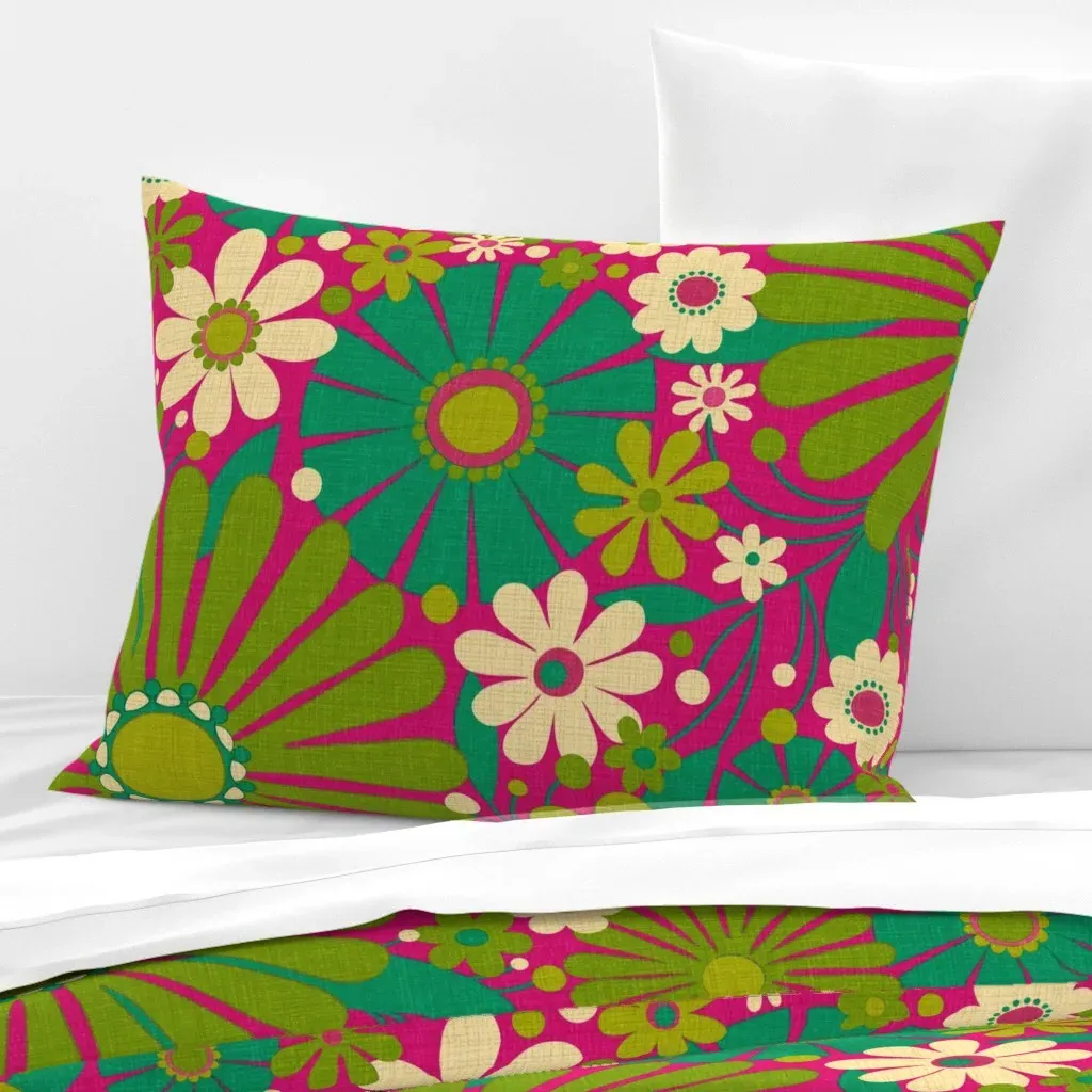 Barnaby Boho Garden Standard Knife Edge Cushion - Green, Cotton Sateen product