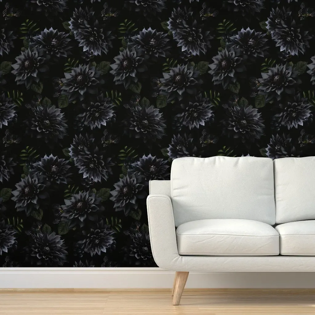 Baroque Dahlia Peel and Stick Wallpaper - Black product