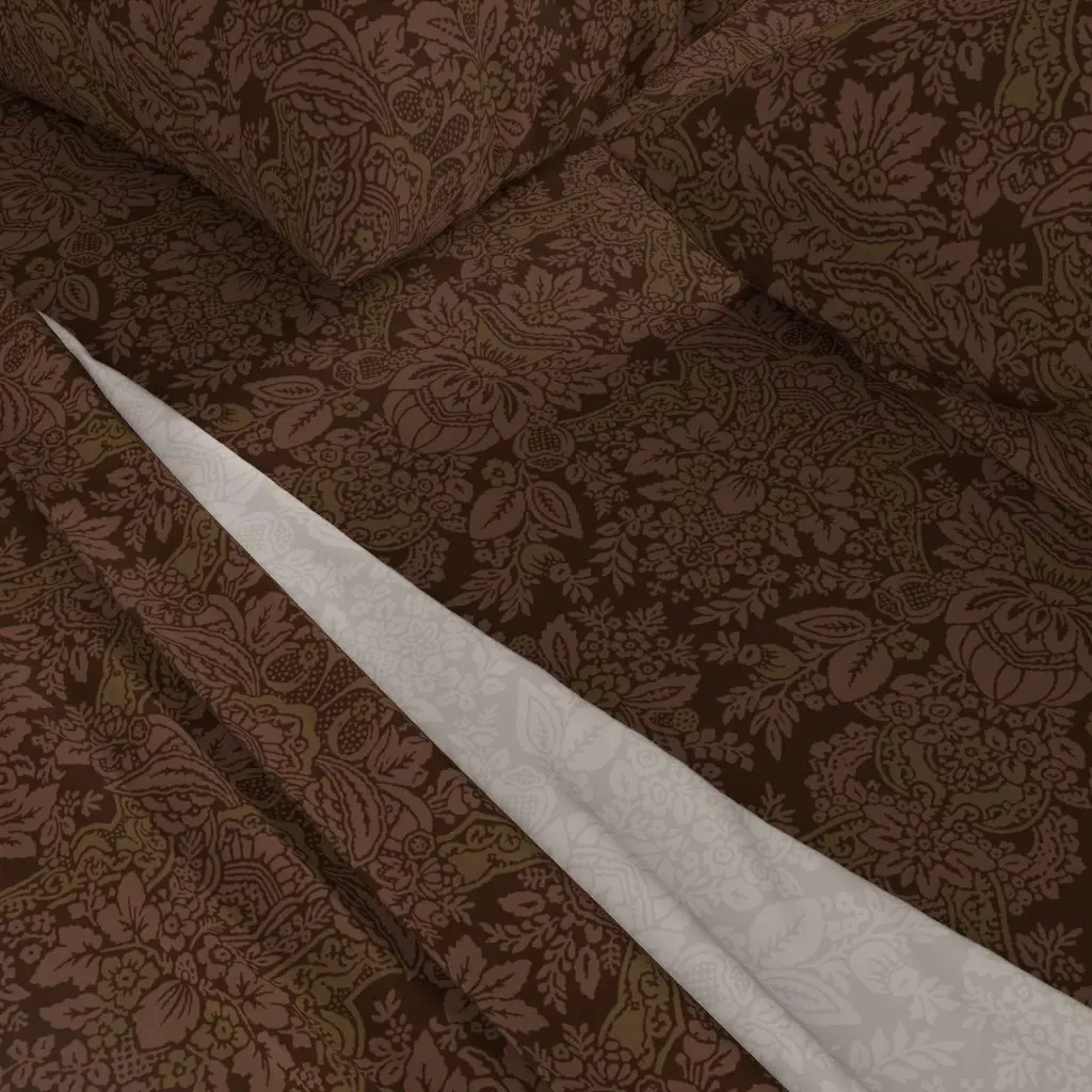 Baroque Damask Queen Size Sheet Set - Dark Brown alternate view