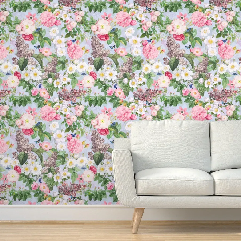 Baroque Farmhouse Roses Peel and Stick Wallpaper - Pink product