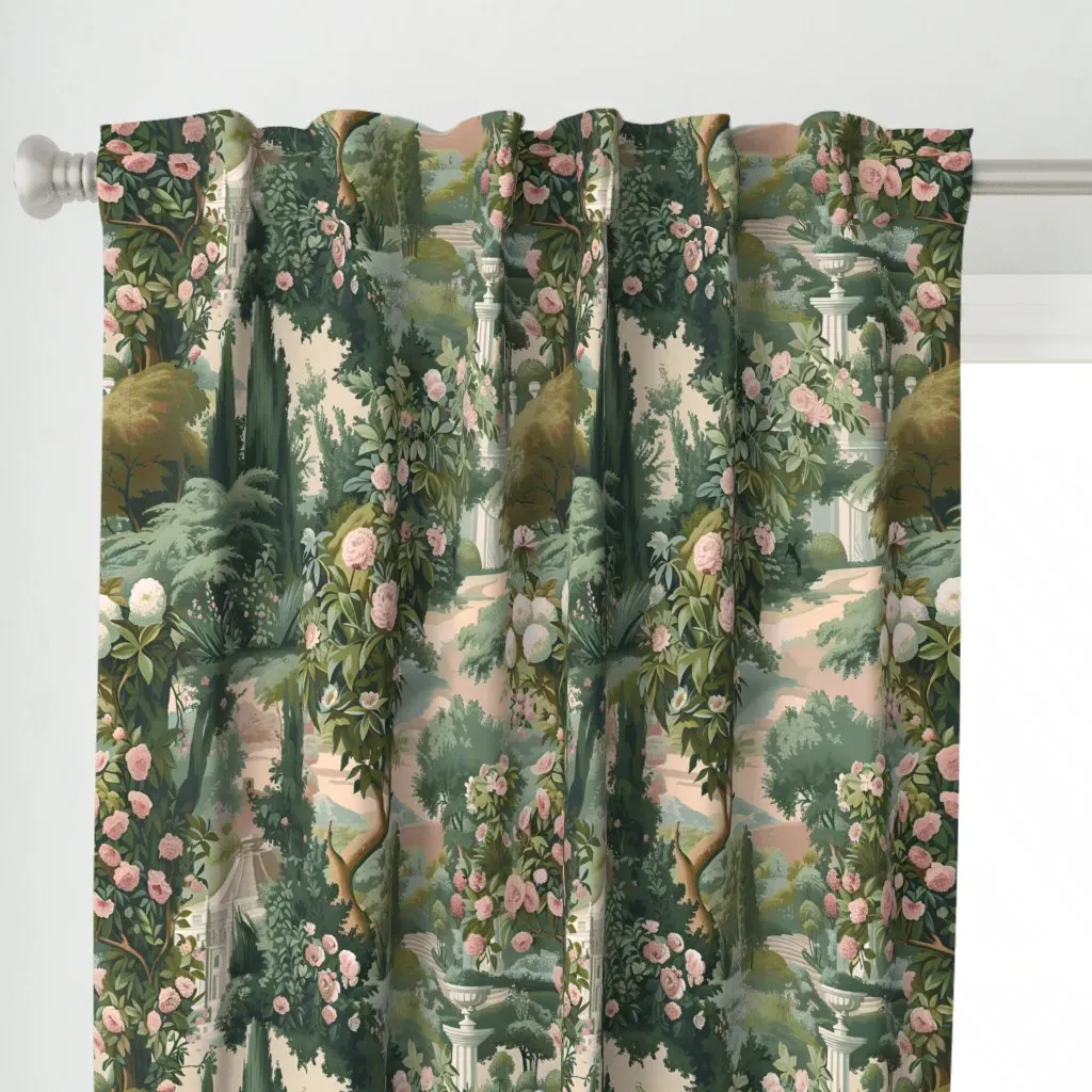 Baroque Garden Curtain Panel - Green alternate view