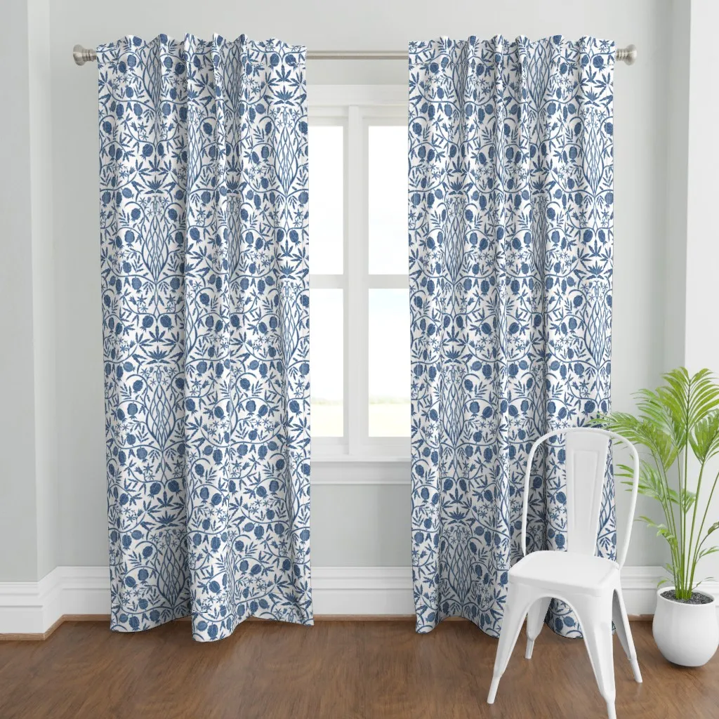 Baroque Pomegranates Curtain Panel - Indigo product