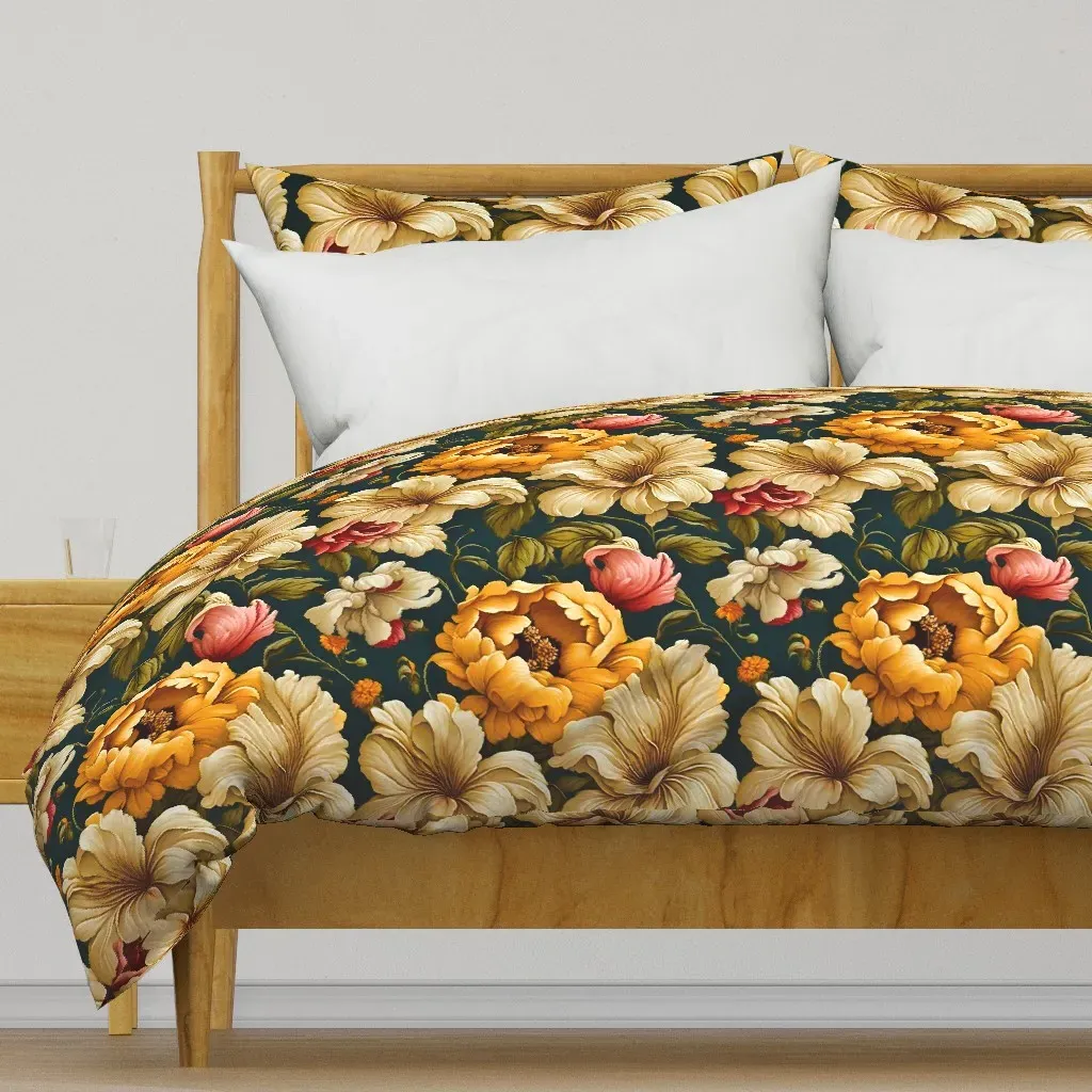Baroque Style Floral Art Duvet Cover - Gold product