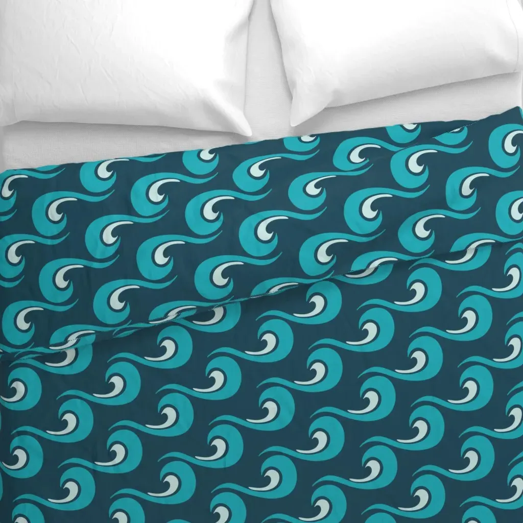 Barrel Waves Costa Rica Duvet Cover - Teal alternate view