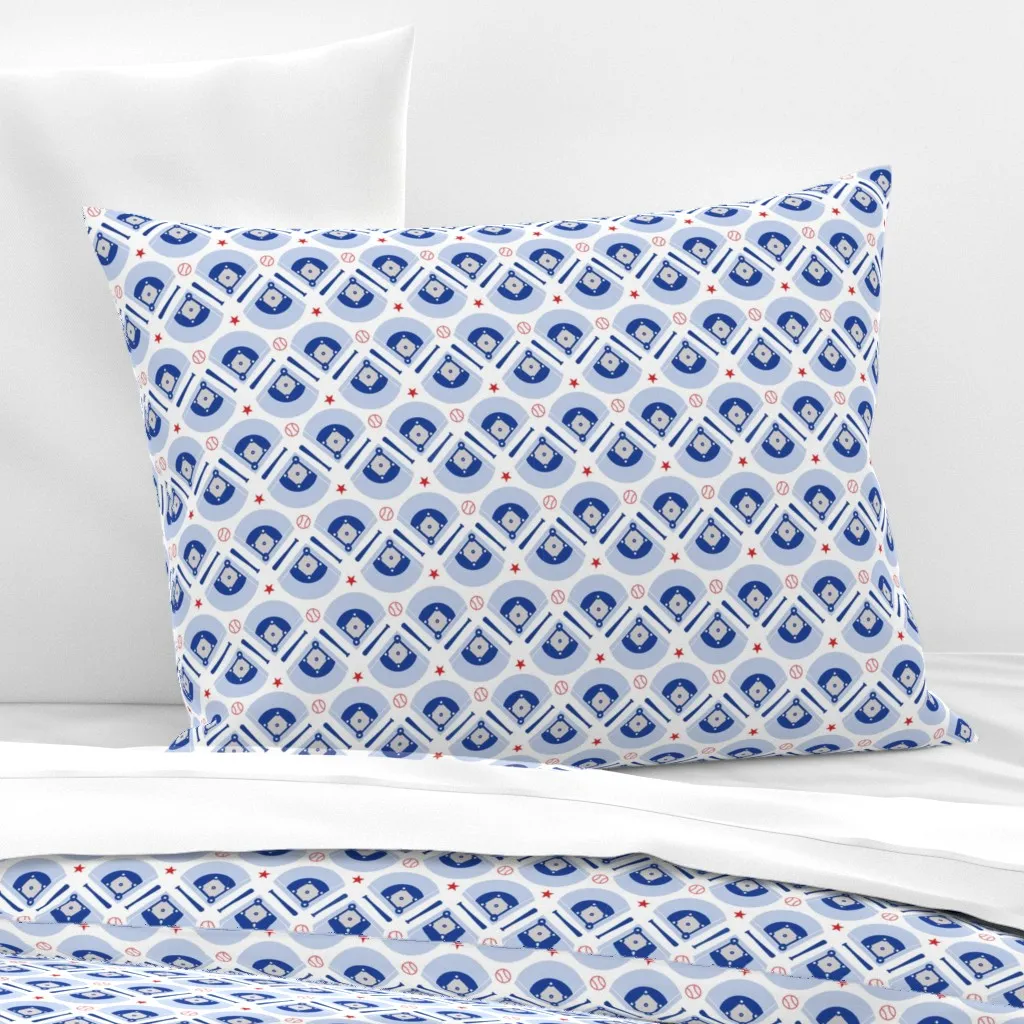 Baseball Ballpark Standard Knife Edge Cushion Cover - Blue, Cotton Sateen product