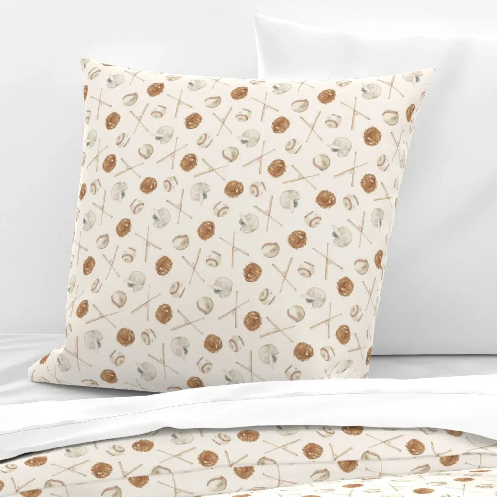 Baseball Icons Euro Pillow Sham - Cream product